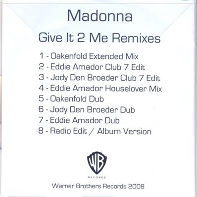 GIVE IT 2 ME / CDS 8 MIXES PROMO UK